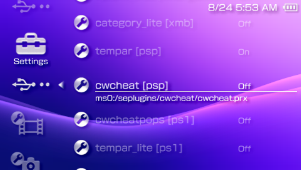 XMB Plugin Manager - Plugin list